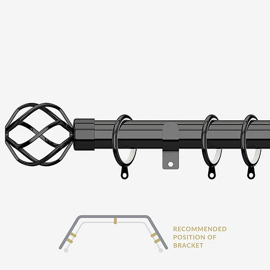 28mm Allure Classic Black Nickel Cage Bay Window pole