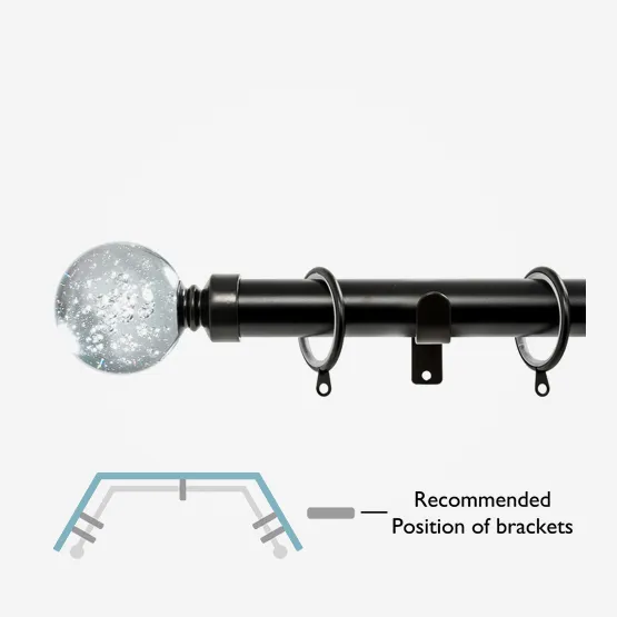 28mm Allure Classic Black Nickel Glass Bubbles Bay Window pole