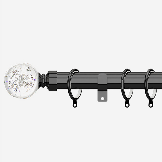 28mm Allure Classic Black Nickel Glass Bubbles Curtain Pole