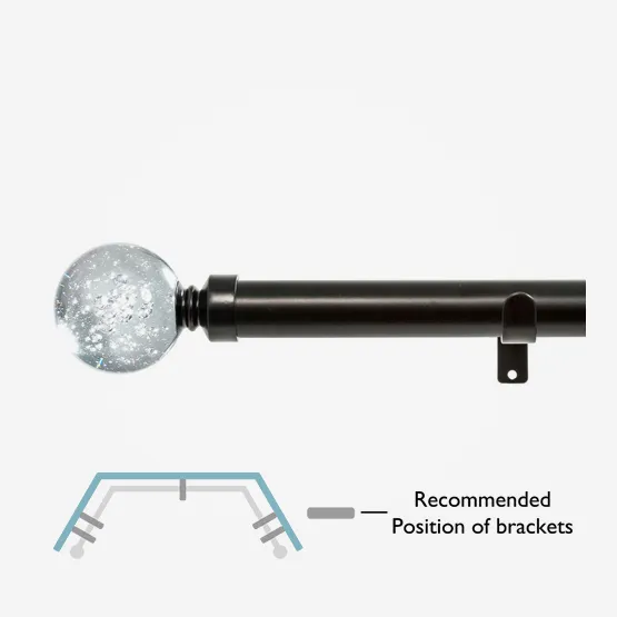28mm Allure Classic Black Nickel Glass Bubbles Eyelet Bay Window pole