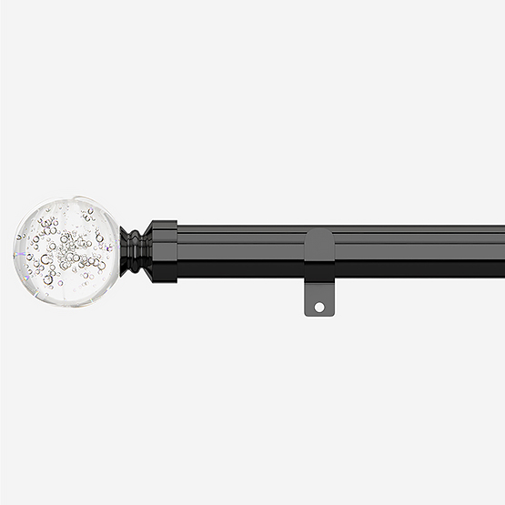 28mm Allure Classic Black Nickel Glass Bubbles Eyelet Curtain Pole