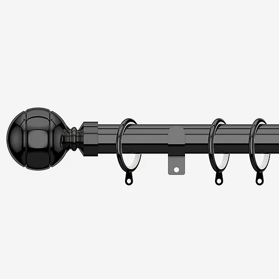 28mm Allure Classic Black Nickel Ribbed Ball pole