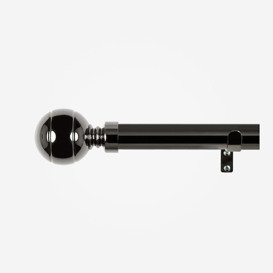 28mm Allure Classic Black Nickel Ribbed Ball Eyelet Curtain Pole