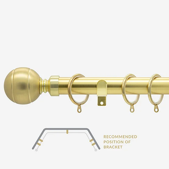 28mm Allure Classic Brushed Gold Lined Ball Bay Window pole
