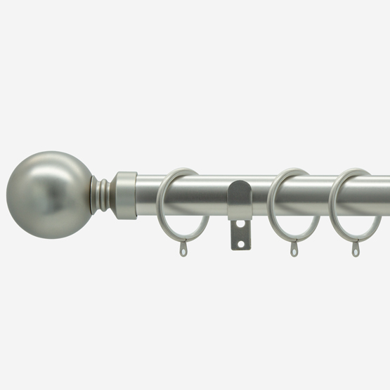 28mm Classic Brushed Steel Ball Curtain Pole