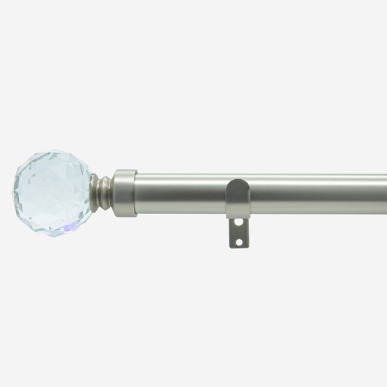 28mm Classic Brushed Steel Crystal Eyelet Curtain Pole