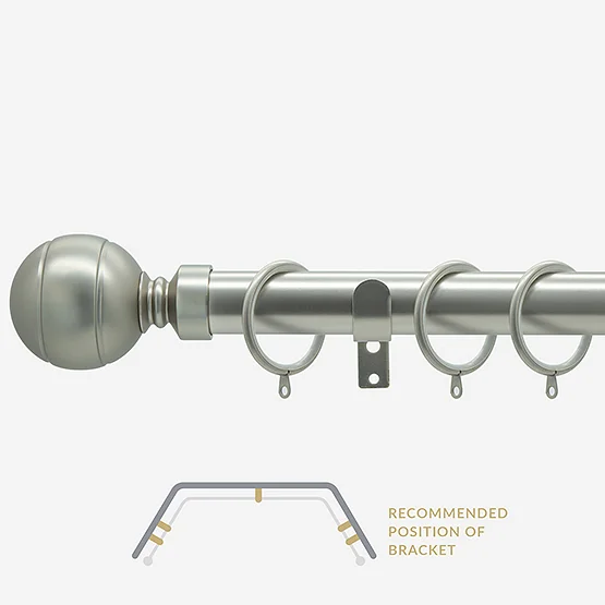 28mm Allure Classic Brushed Steel Lined Ball Bay Window pole