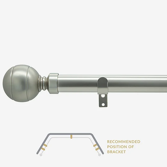 28mm Allure Classic Brushed Steel Lined Ball Bay Window Eyelet pole