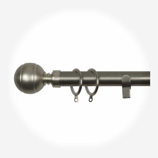 28mm Classic Brushed Steel Lined Ball Curtain Pole