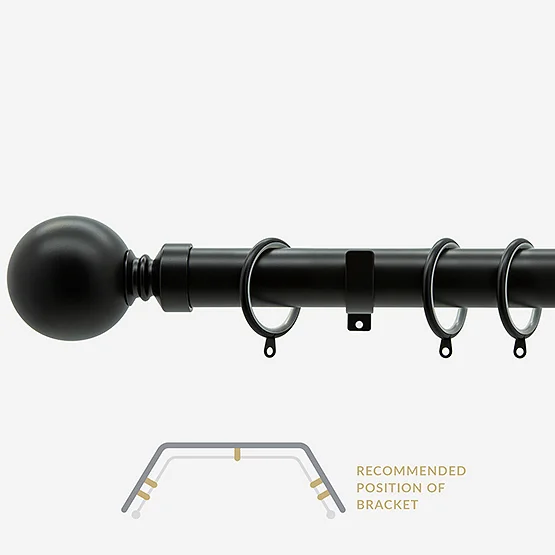 28mm Allure Classic Matt Black Ball Bay Window pole