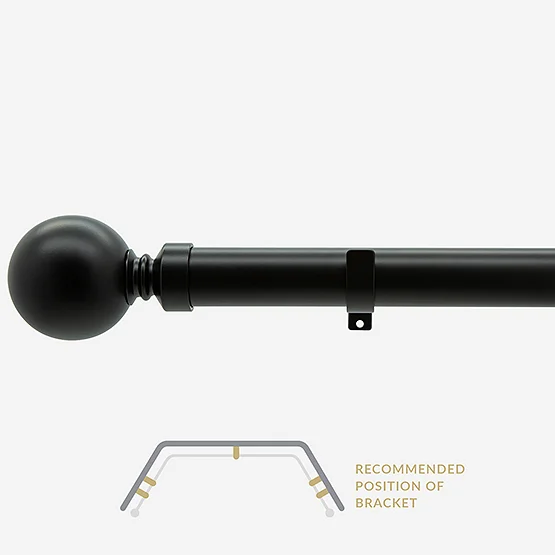 28mm Allure Classic Matt Black Ball Eyelet Bay Window pole