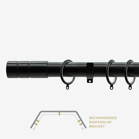 28mm Allure Classic Matt Black Barrel Bay Window pole