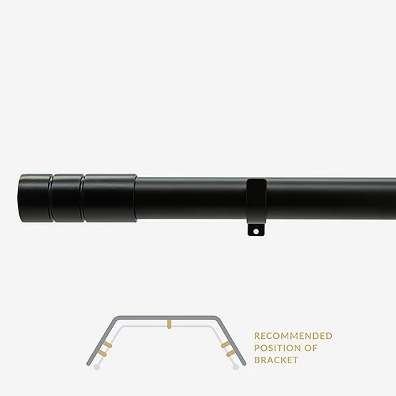 28mm Allure Classic Matt Black Barrel Eyelet Bay Window pole