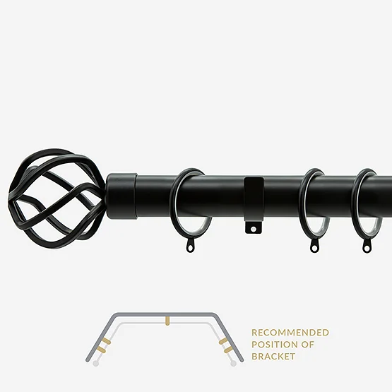28mm Allure Classic Matt Black Cage Bay Window pole
