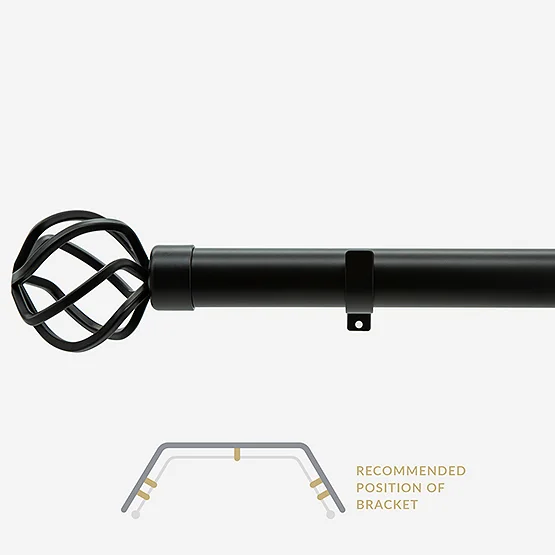 28mm Allure Classic Matt Black Cage Eyelet Bay Window pole