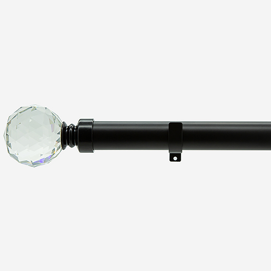 28mm Allure Classic Matt Black Crystal Eyelet Curtain Pole
