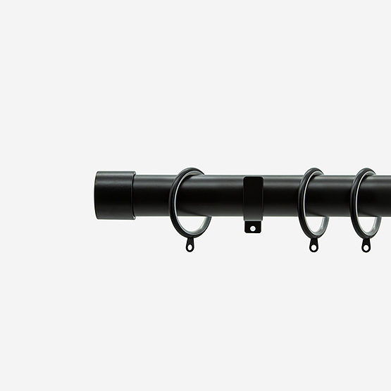 28mm Allure Classic Matt Black End Cap Curtain Pole
