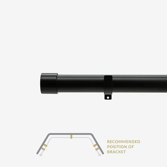 28mm Allure Classic Matt Black End Cap Eyelet Bay Window pole