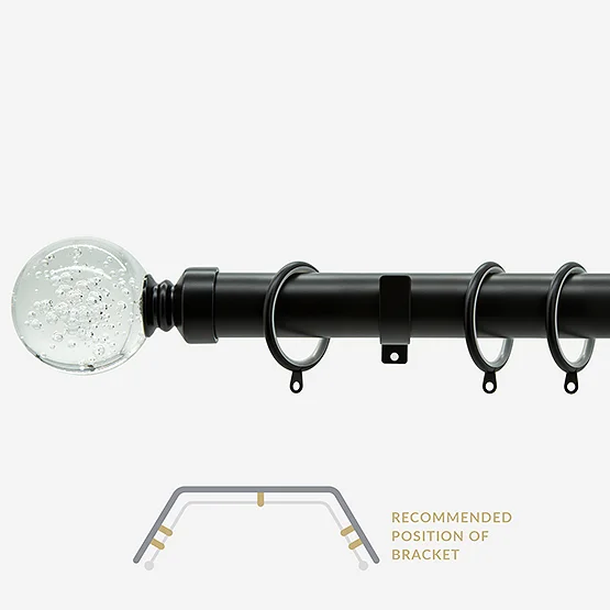 28mm Allure Classic Matt Black Glass Bubbles Bay Window pole