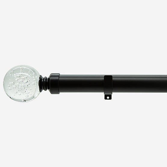 28mm Allure Classic Matt Black Glass Bubbles Eyelet Curtain Pole
