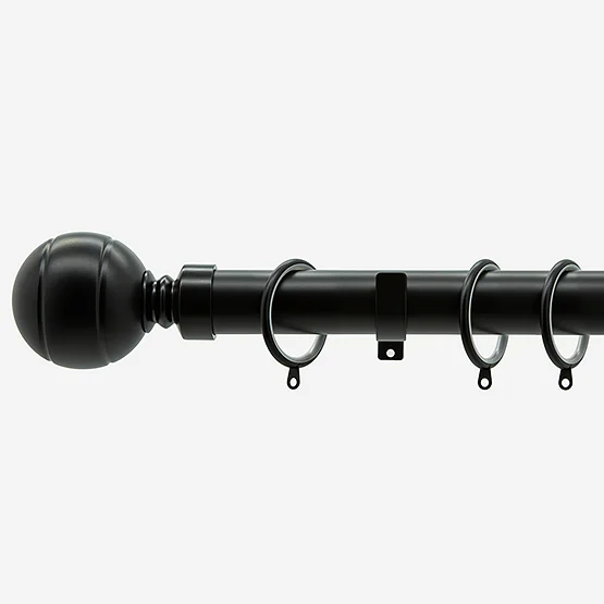 28mm Allure Classic Matt Black Ribbed Ball pole