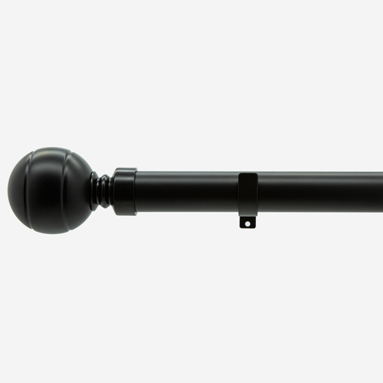 28mm Allure Matt Black Ribbed Ball Eyelet pole