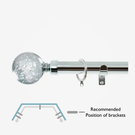 28mm Allure Classic Polished Chrome Glass Bubbles Bay Window pole