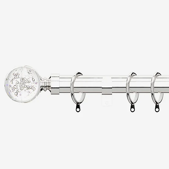 28mm Allure Classic Polished Chrome Glass Bubbles pole