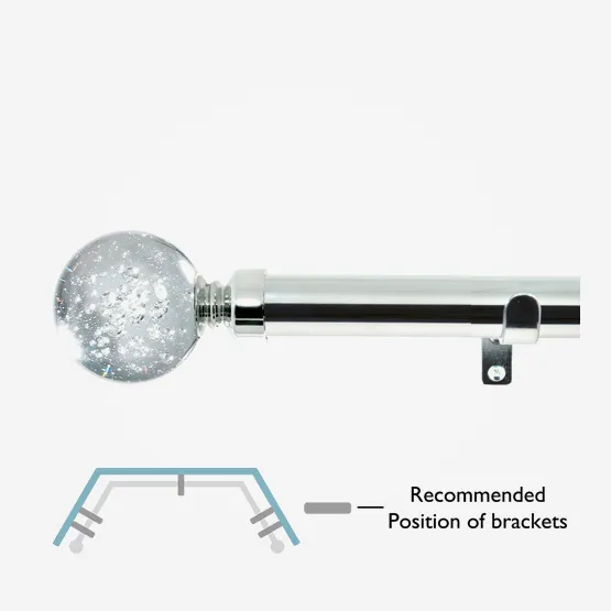 28mm Allure Classic Polished Chrome Glass Bubbles Eyelet Bay Window pole