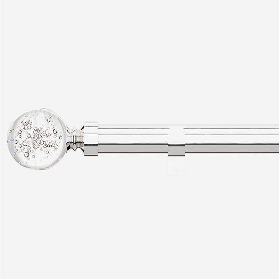 28mm Allure Classic Polished Chrome Glass Bubbles Eyelet Curtain Pole