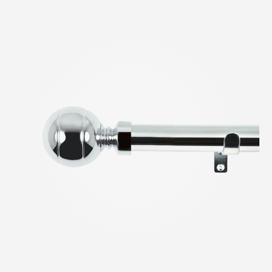 28mm Allure Classic Polished Chrome Ribbed Ball Eyelet Curtain Pole