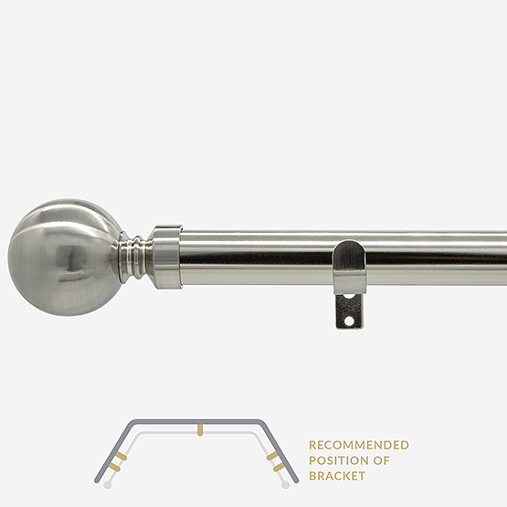 28mm Allure Classic Stainless Steel Effect Ball Eyelet Bay Window Curtain Pole