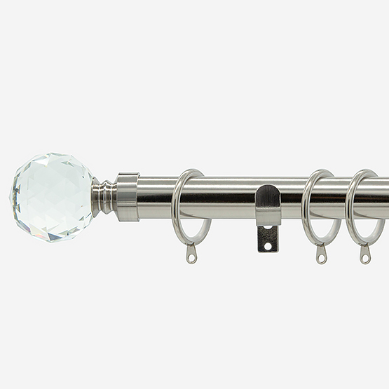 28mm Allure Classic Stainless Steel Effect Crystal Curtain Pole