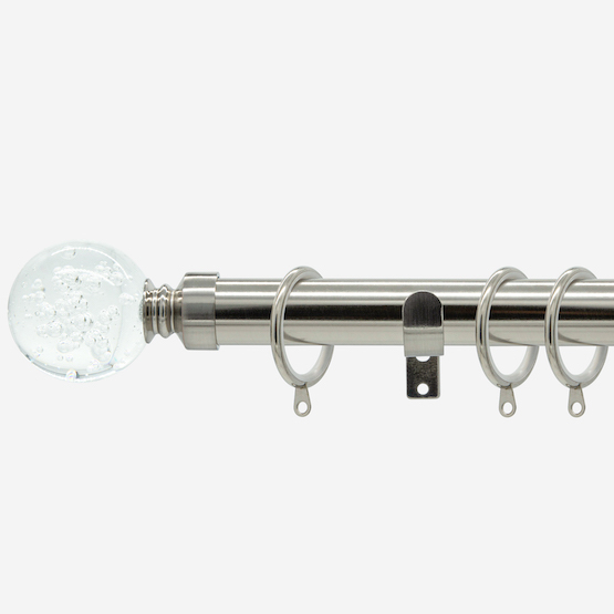 28mm Allure Classic Stainless Steel Effect Glass Bubbles Curtain Pole