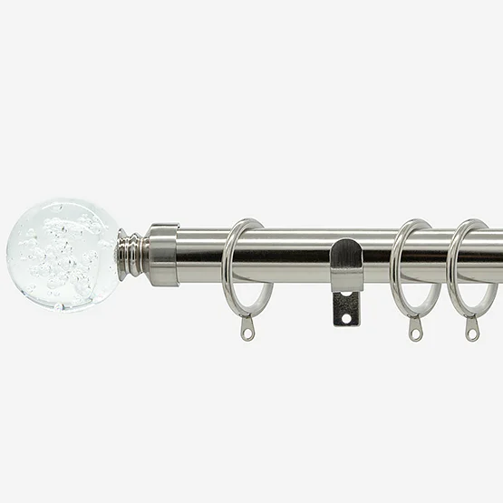 28mm Allure Classic Stainless Steel Effect Glass Bubbles pole