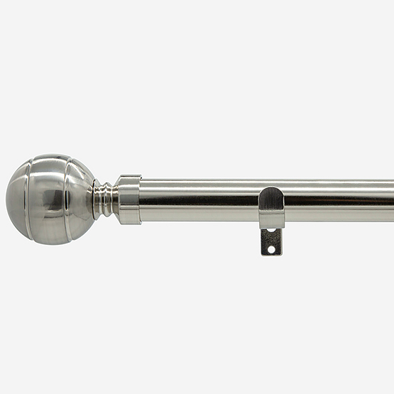 28mm Allure Classic Stainless Steel Effect Ribbed Ball Eyelet Curtain Pole