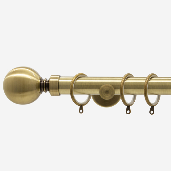 28mm Allure Signature Antique Brass Ball Curtain Pole