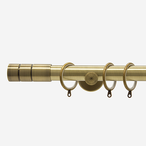 28mm Allure Signature Antique Brass Barrel Curtain Pole