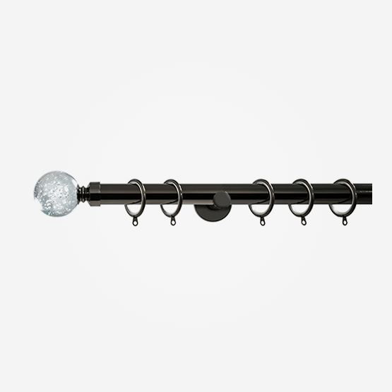 28mm Allure Signature Black Nickel Glass Bubbles Curtain Pole