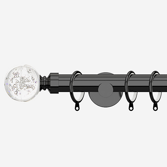 28mm Allure Signature Black Nickel Glass Bubbles Curtain Pole