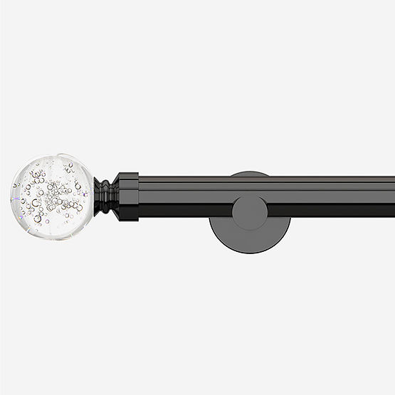 28mm Allure Signature Black Nickel Glass Bubbles Eyelet Curtain Pole