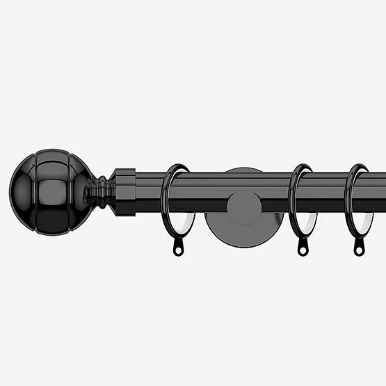 28mm Allure Signature Black Nickel Ribbed Ball pole