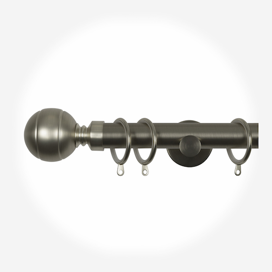 28mm Signature Brushed Steel Lined Ball Curtain Pole