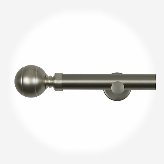 28mm Signature Brushed Steel Lined Ball Eyelet Curtain Pole