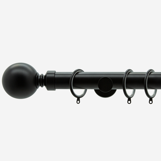 28mm Allure Signature Matt Black Ball Curtain Pole