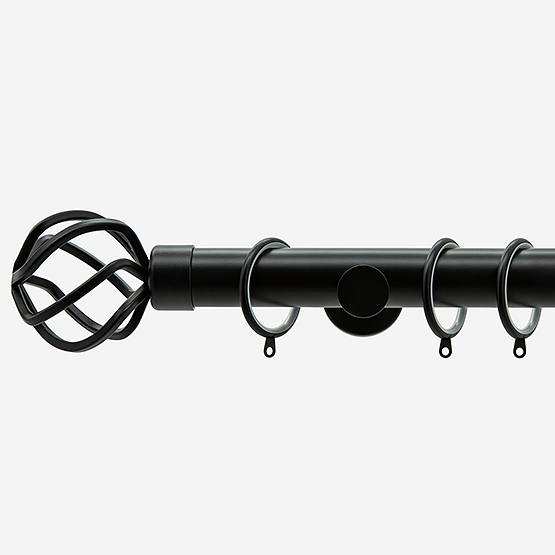 28mm Allure Signature Matt Black Cage Curtain Pole