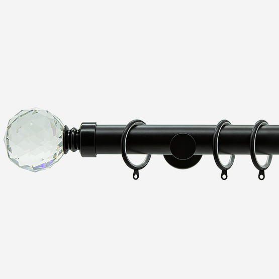 28mm Allure Signature Matt Black Crystal Curtain Pole