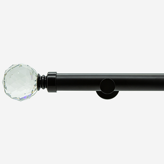 28mm Allure Signature Matt Black Crystal Eyelet Curtain Pole