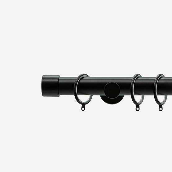 28mm Allure Signature Matt Black End Cap Curtain Pole