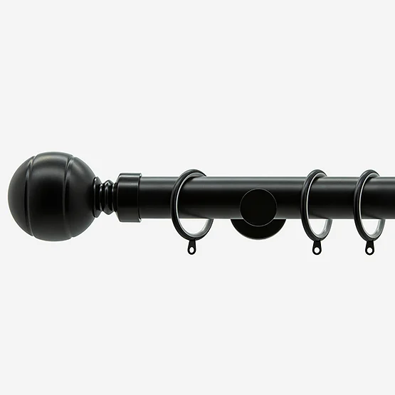 28mm Allure Signature Matt Black Ribbed Ball pole
